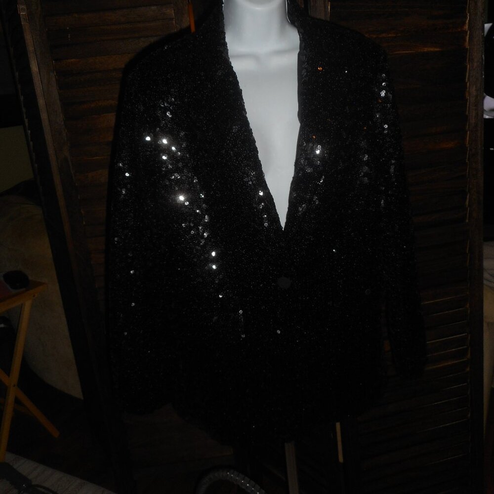 NWT Steve Madden Full black sequin blazer, size Small - Picture 6 of 14